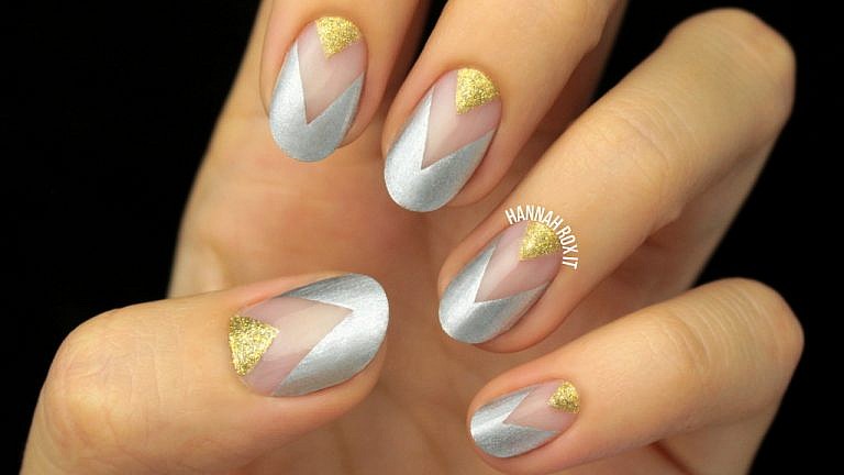 Tutorial: Gold & Silver Negative Space Nails